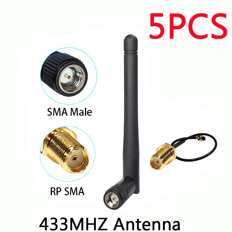 433Mhz Antenna 3dbi lora GSM 433 IOT SMA Male Connector Aerial antena 433m RP-SMA SMA female to Ufl./IPX Extension Pigtail Cable: 5PCS M