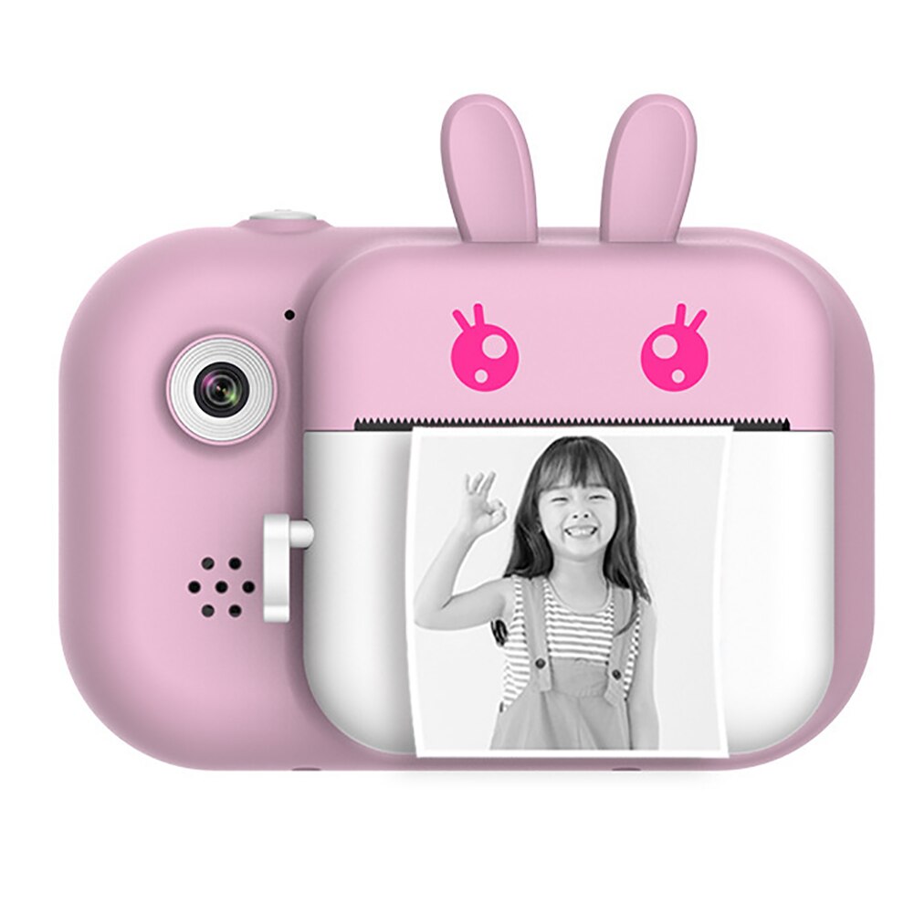 Children Digital Camera 2.4 Inch Instant Print Camera 2400W Front Rear 1080P HD Camera with Thermal Photo Papers Kid Favor: Pink