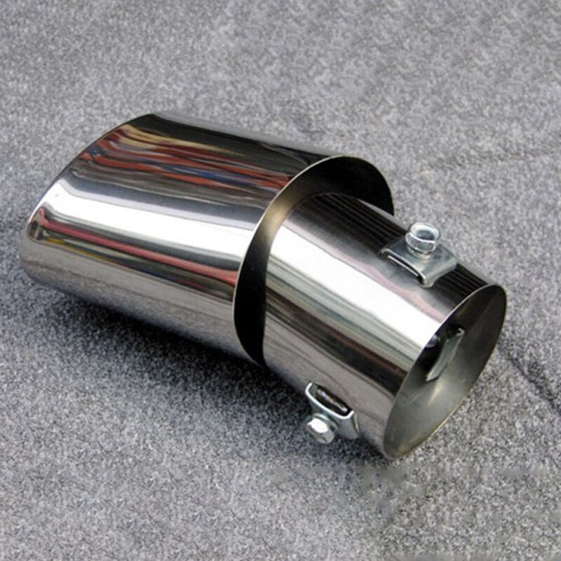 Universal Car Exhaust Muffler Tip Round Stainless Steel Car Tail Rear Chrome Round Exhaust Pipe Tail Muffler Tip Pipe Silver
