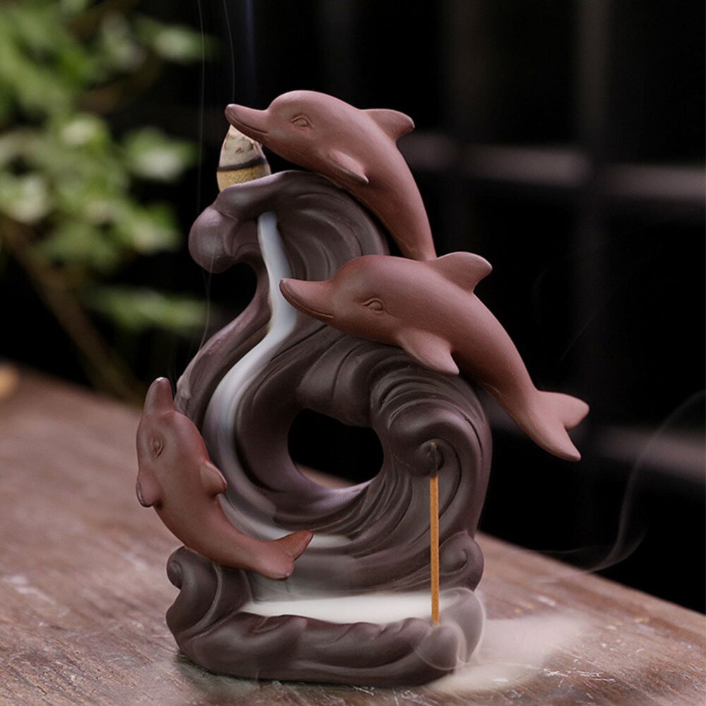 Backflow Incense Burner Dolphin Incense Holder Aromatherapy Ornament Home Decor