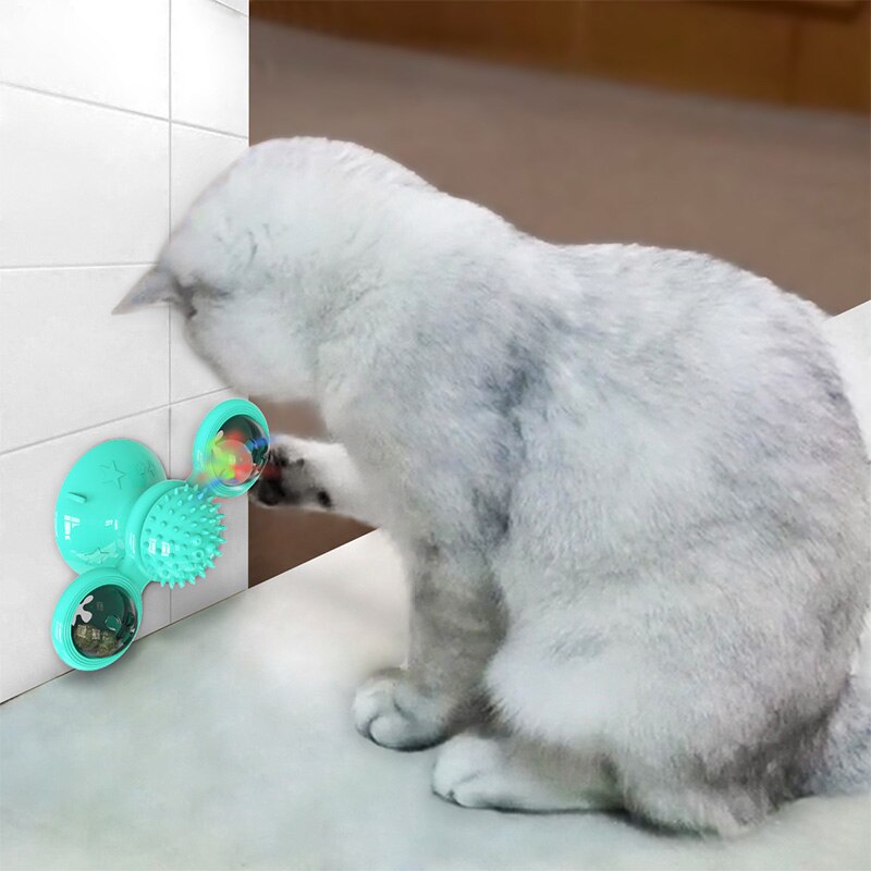 N67 brinquedos para animais de estimação para gatos treinamento interativo quebra-cabeça turntable windmill bola girando brinquedos para gato gatinho jogar jogo gato suprimentos