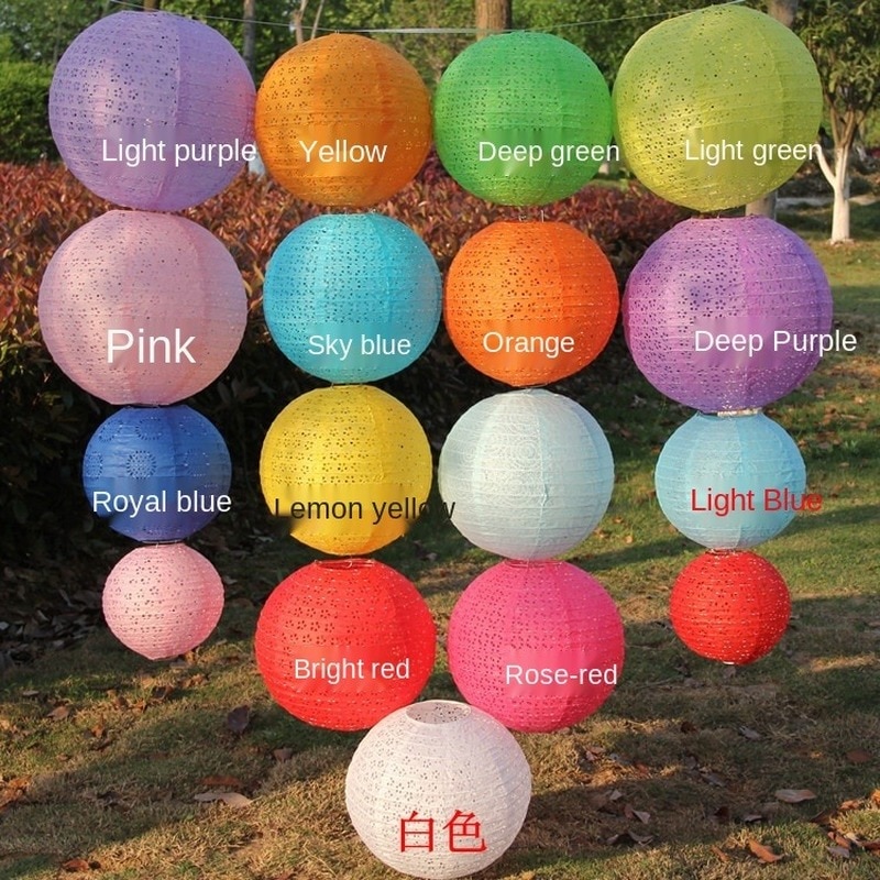 8-10-12-14-16Inch Chinese Style Hollow Paper Lanterns Wedding Paper Party Decoration Supplies Children DIY Lanterns