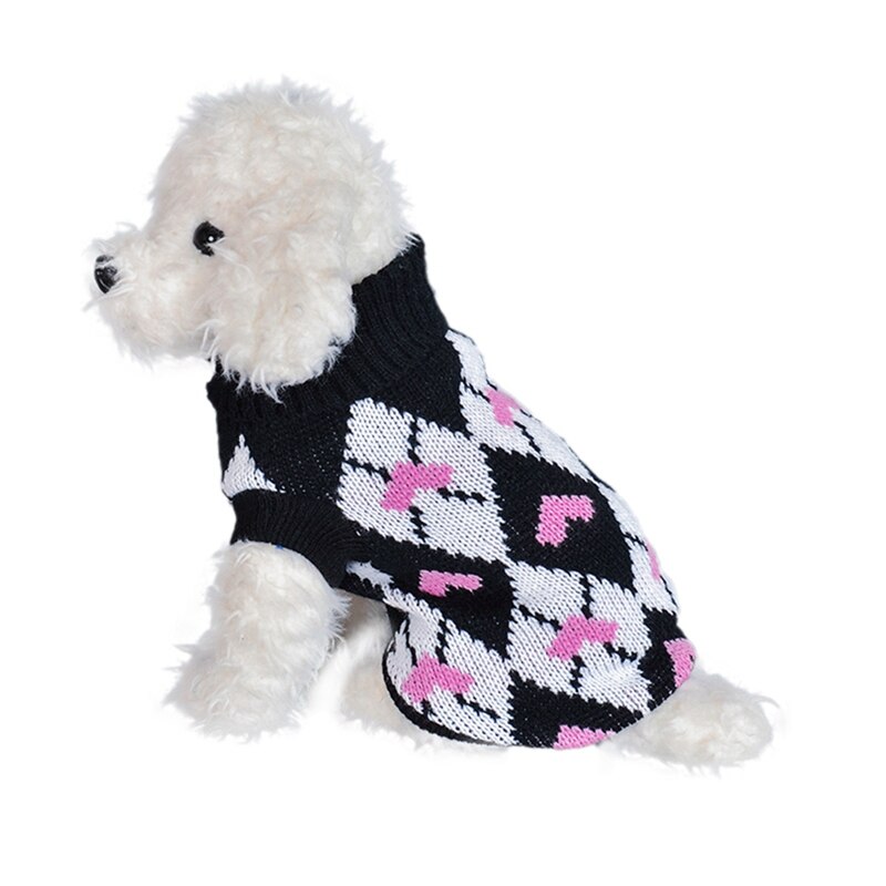 Cute Heart Pattern Dog Sweater Pet Winter Knitting Clothes Soft Warm Puppy Sweaters Coat Jacket For French Bulldogs Yorkies