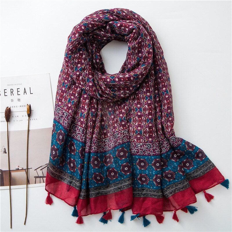 VISROVER-Long foulard en Viscose Shaw | Longue écharpe, imprimé Tropical, pour robe de plage, écharpe d'été pour femmes,: 26