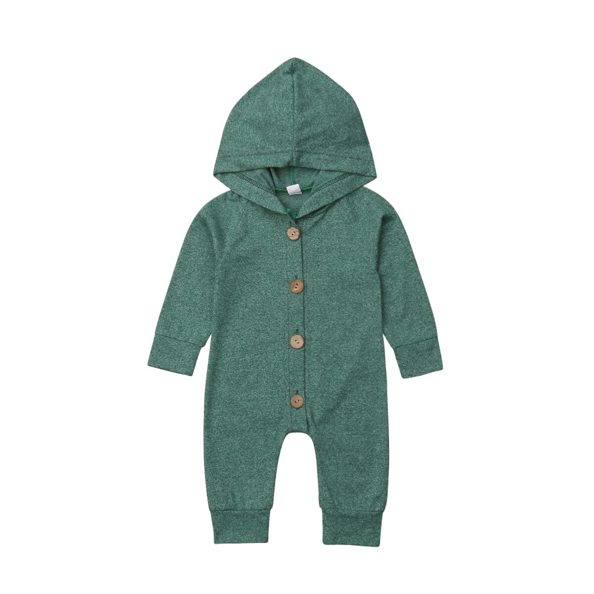 pudcoco Newborn Baby Boys Girls Unisex Autumn Solid+Striped Rompers Baby Kids Cotton Cute Clothes Romper Hooded Jumpsuit Outfits: Green / 12M