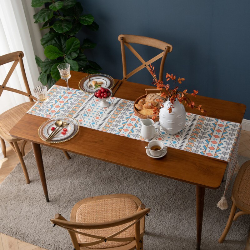 Moroccan Geometric Striped Table Runner Bohemian National Table Runners Bed Mat TV Cabinet Cloth Dining Wedding Table Decoration