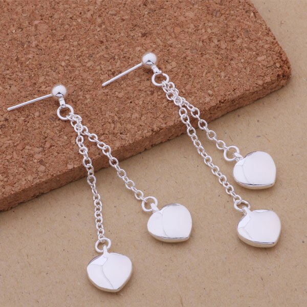 Schöne Schmuck-Set Silber Ohrringe & Halskette Herzform -Set Für Frauen AT061