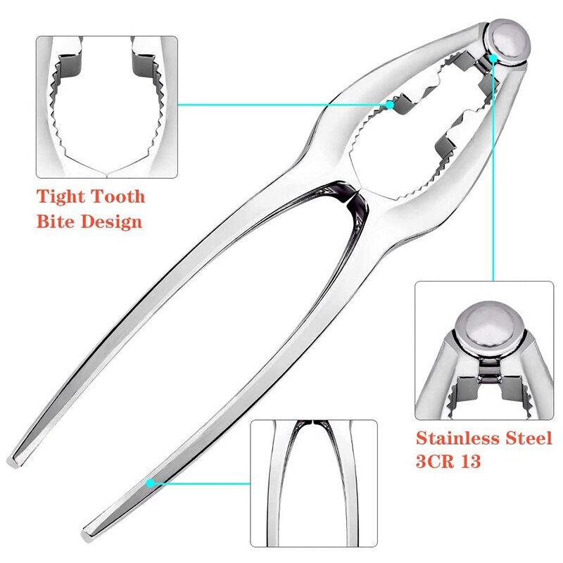 12 PCS Seafood Tools Set - 4 Crab Crackers, 4 Lobster Shell Forks, 4 Crab Leg Forks &amp; Storage Bag - Nut Cracker Set