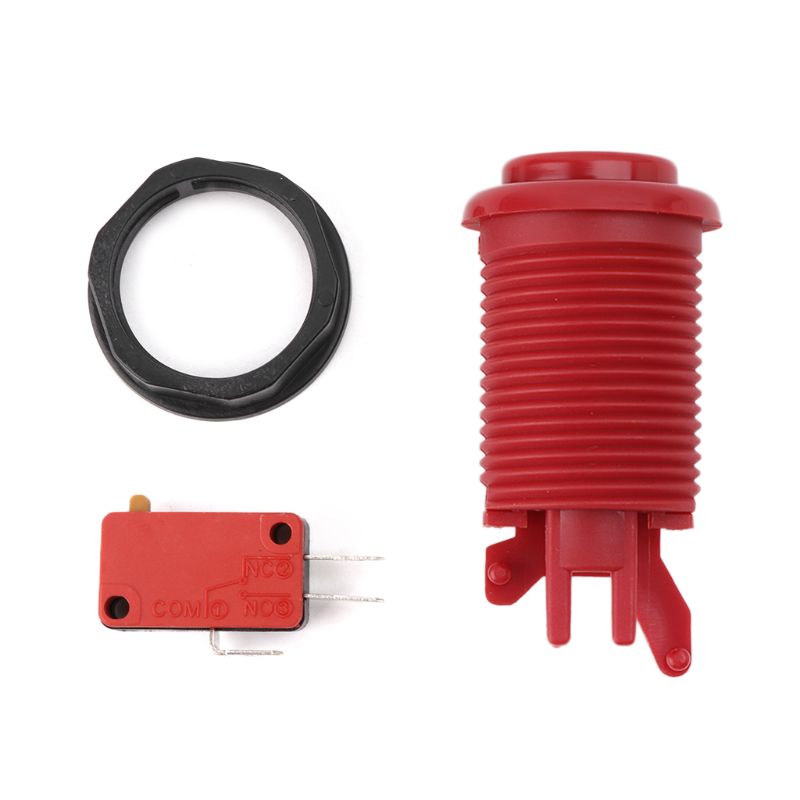 28mm Round Arcade Push Button American Style Three Foot Micro Switch for MAME Jamma: Red