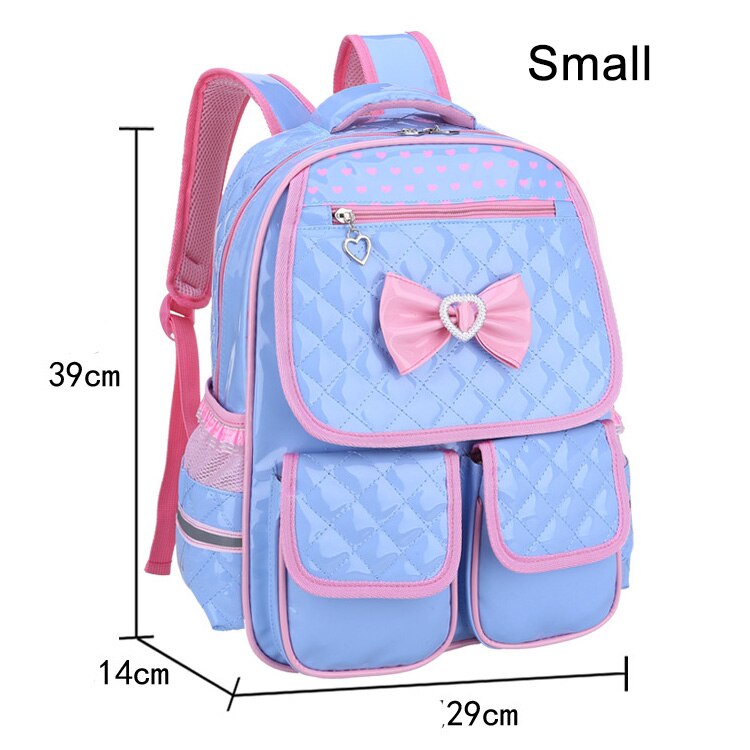 Leuke Rugzak Schooltas Voor Meisjes Pu Waterdichte Schooltassen Voor Meisjes 1-3-6 Grade Orthopedische Schooltas voor Meisjes: Small-Blue
