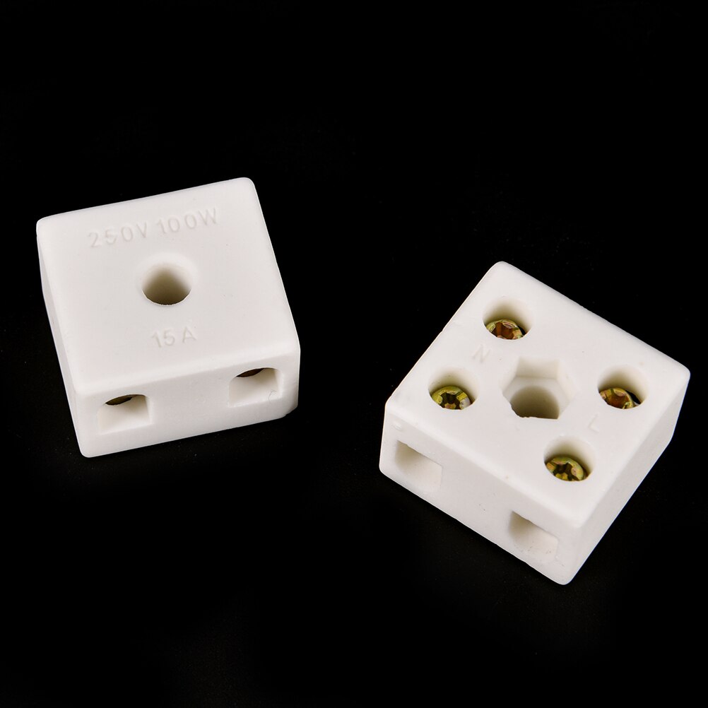 Ceramic Terminal Block 10A 2W4H 2 Way 4 Hole Connector Porcelain Ceramic Terminal Blocks 5 Pcs