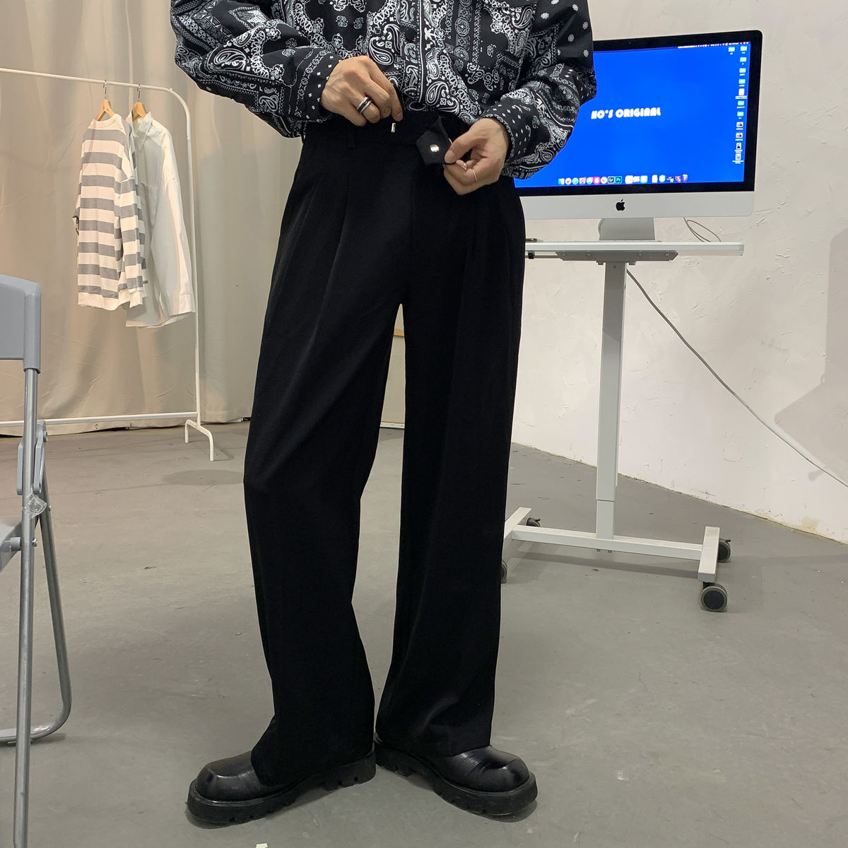 Men's Casual Formal British Style High Waist Slim Fit Office Pants