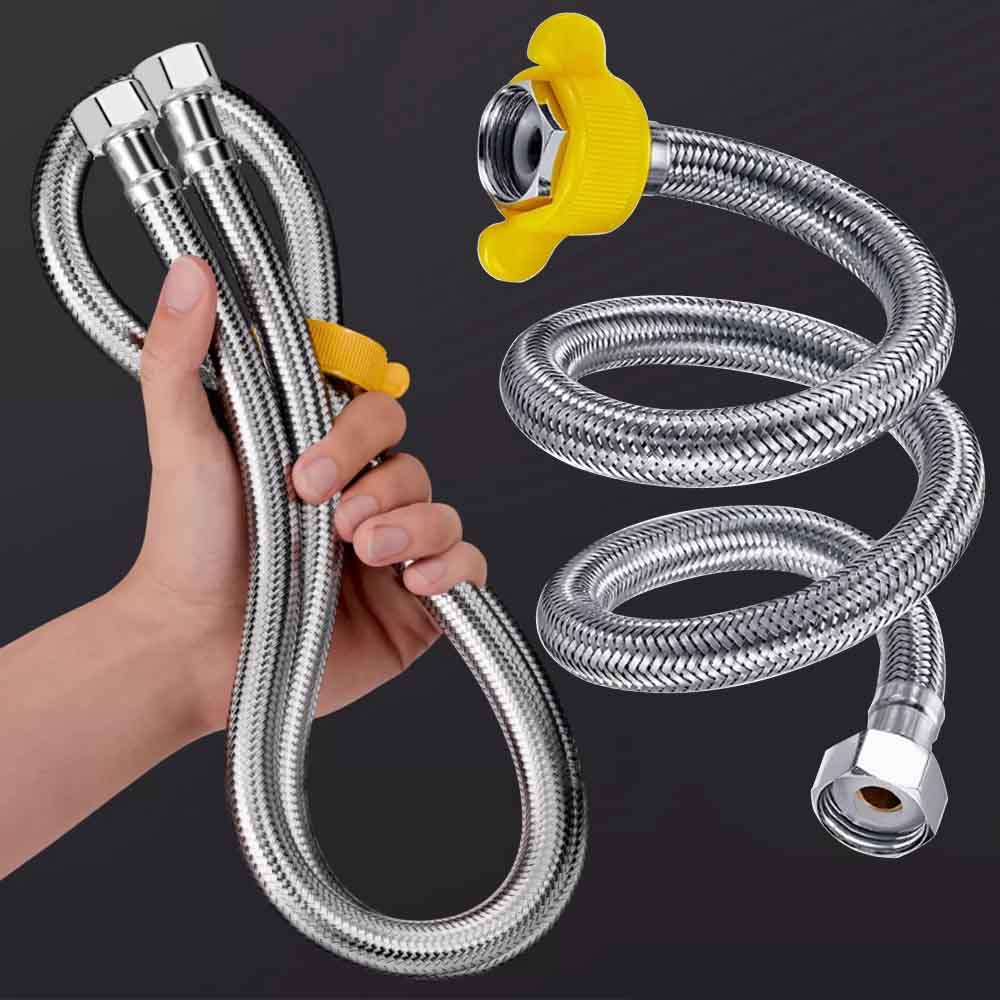 Manguera trenzada de entrada de grifo de agua de acero inoxidable 1/2, tubo de conexión Flexible para cocina, baño, inodoro, riego de jardín, 304 pulgadas