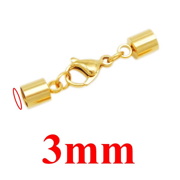 5 pz/lotto Catenaccio Ganci In Acciaio Inox Oro/argento Tono Fibbia In Pelle Cavo di Blocco per il FAI DA TE Braccialetto di Cuoio Dei Monili che fanno: Gold 3mm