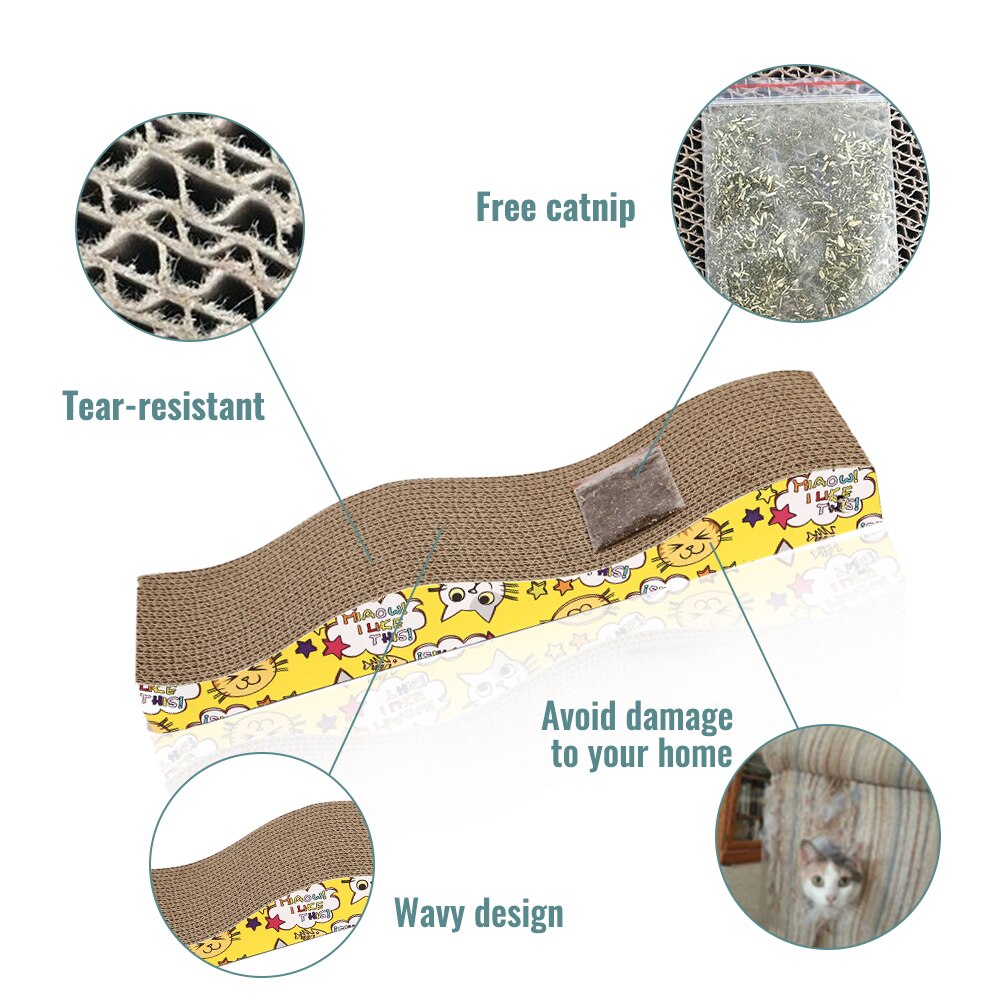 Cat Scratching Board Corrugated Cardboard Scratch Pad Kitten Scratcher Bed Funny Playing Toys