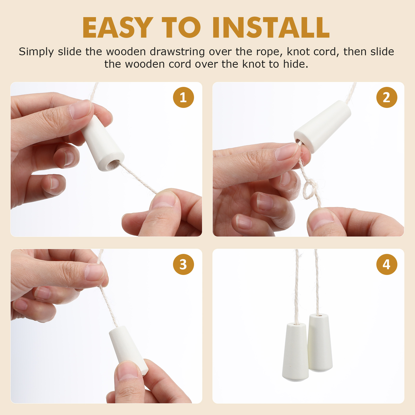 12 Pcs Roller Pendant Pulls Ends Blinds Window Curtain Wooden Hanging Cord Knobs Covers for Home Beaded Lanyard