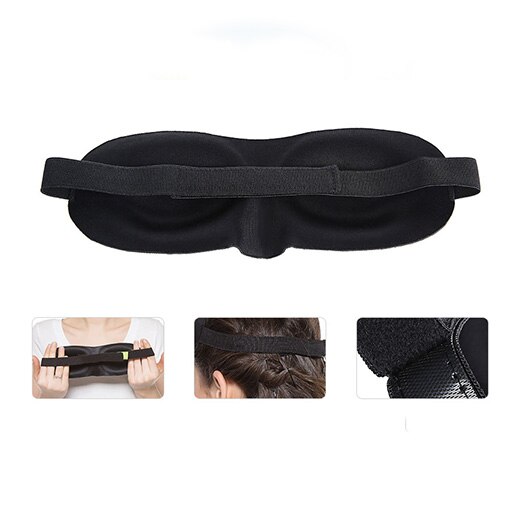 Zwart 3D 23*7.5 Cm Slaapmasker Zacht Slapen Oogmasker Night Care Ademen Massager Ogen Cover Slaapmasker