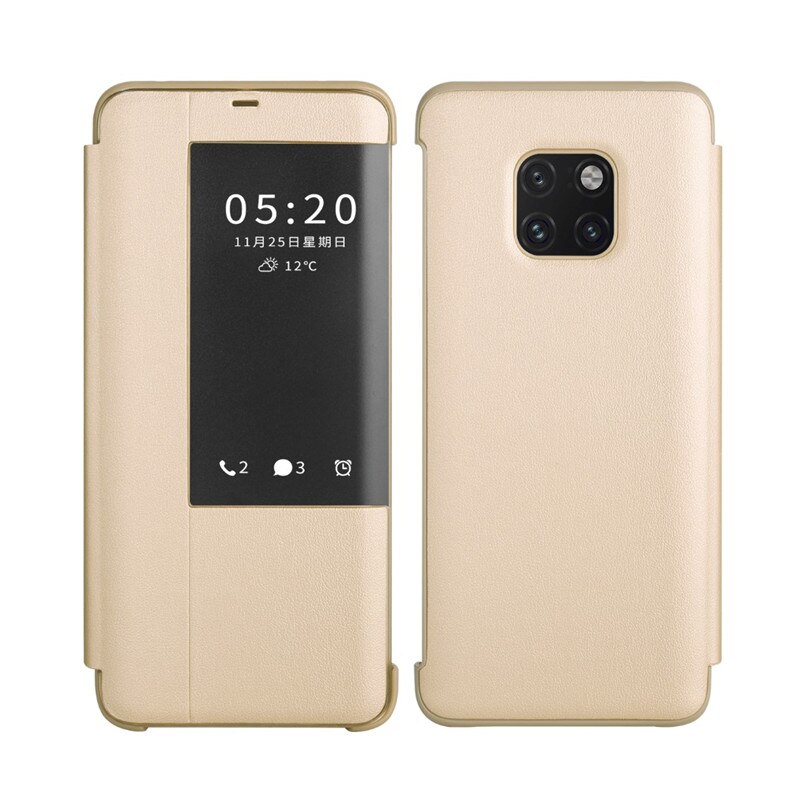 Huawei Mate 20 Pro Flip Case Cover Original Huawei Mate 20 case Smart Touch clear View Leather phone Case mate20 funda capa bag: Huawei mate20 / Gold