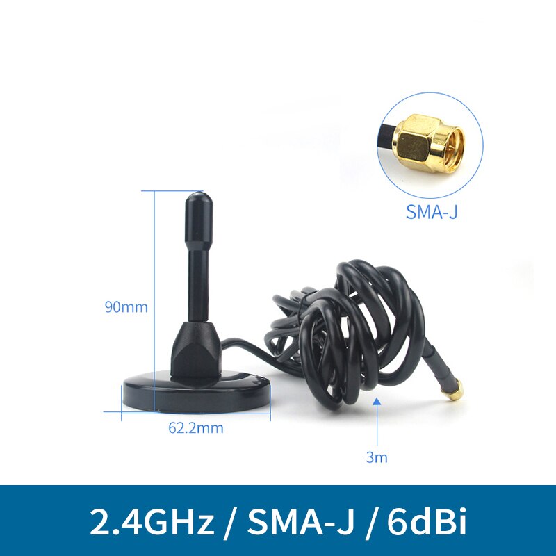 Wifi Antenne 2.4GHz High Gain 5dBi TX2400-TB-300 SMA-J Magnetische Base Feeder Externe Kabel Sucker Omnidirectionele Wifi Antenne