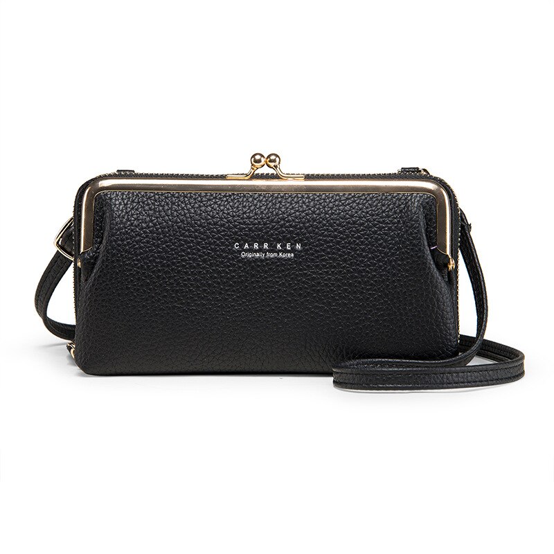 Soft PU Leather Crossbody Bags For Women Small Mini with Metal Handle Lady Shoulder Messenger Bag Handbags: C0042-BLACK