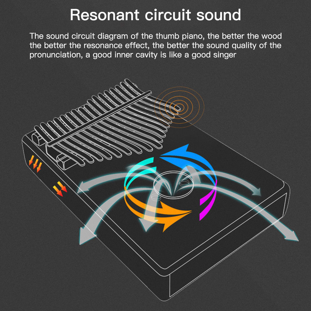 17 Keys EQ kalimba Mahogany Thumb Piano Link Speaker Electric Pickup Cable 17 keys Solid Wood Kalimba Musical Instrument