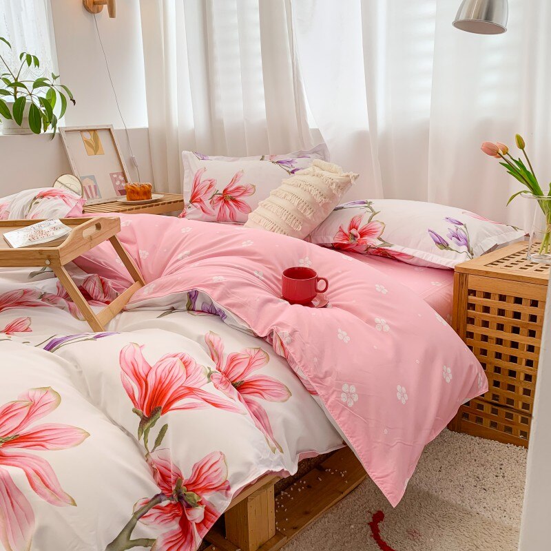 Chinese Bedding Set,Duvet Cover 175x220 3Pcs With Pillowcase,Red Flower Pattern 200x230 Quilt Cover,King Size Blanket Cover