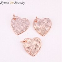 10 pçs strass forma de coração adorável de alta qualidade zircônia cúbica empedrada descobertas joias: Rose Gold Color
