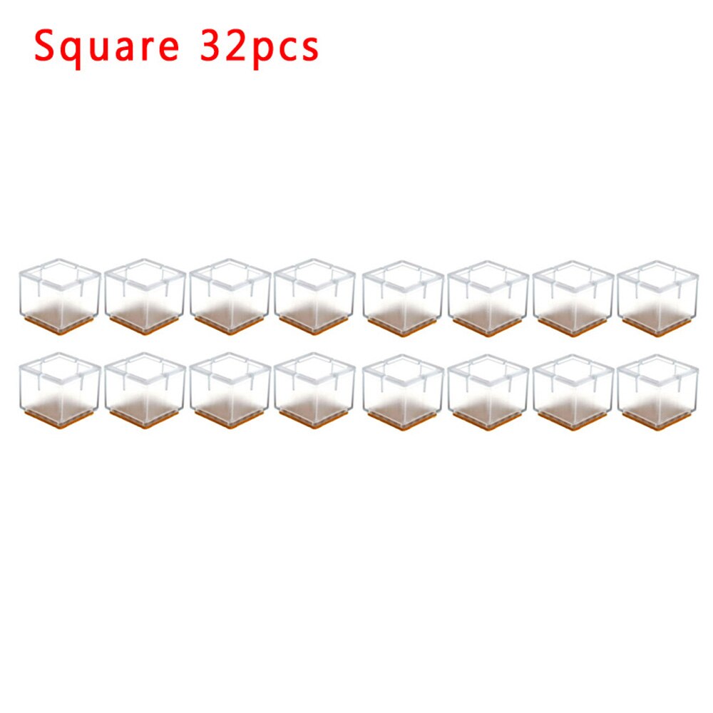 32pcs Chair Table Foot Leg Silicone Pad Floor Protect Furniture Feet Cover Home Garden Furniture Parts Feet Cover: Square