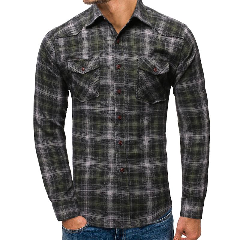 Camisas de algodón para hombre, camisas de algodón entalladas, camisas de algodón 65% informales con bolsillos dobles, camisas sociales, blusa de talla grande