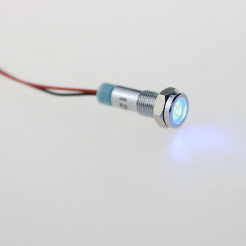 1 stk metal blinklys 6 mm metal lys advarsel køretøj lampe 6v.12v.24v.36v.48 v 110v.220v: 12v blå
