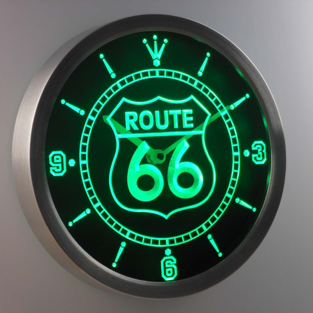 Nc0315 Route 66 Bar Bahre Neon- Licht Zeichen LED Wanduhr