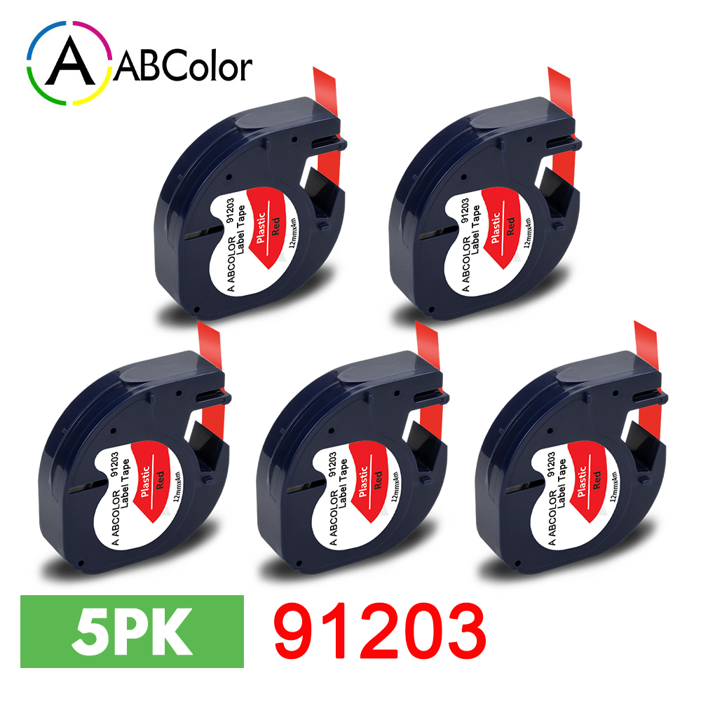 10PK 91201 91202 12267 etykiety dla Dymo LetraTag 12mm 91222 91332 taśma z etykietami 91200 91203 dla Dymo LetraTag LT-100H drukarka do etykiet: 5PK Plastic Red