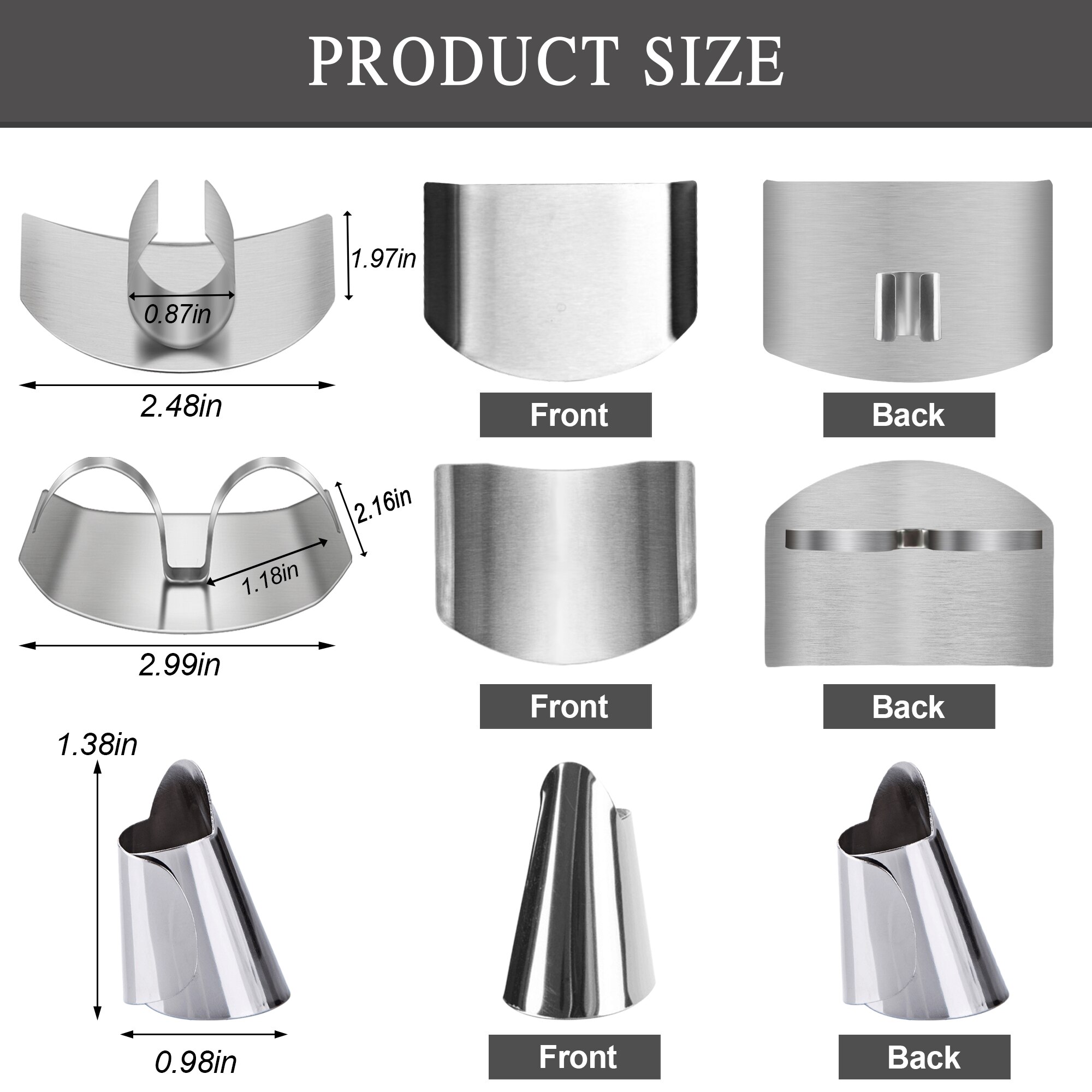 Kitchen Tool 9 Pcs Set Stainless Steel Cutting Hand Guard Adjustable Peeler Handles Fruit and Food Protection Finger Utensils