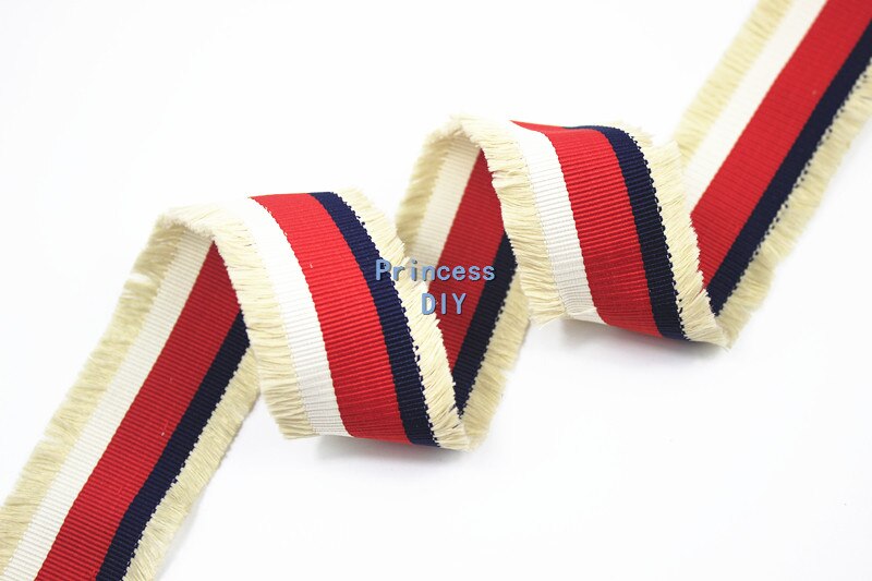 5 m/L 45mm Grosgrain Polyester Beige Streep Singels Blauw Rood Lint Tas Versierd Tape Trim DIY Hairbow broche Kledingstuk Accessoire