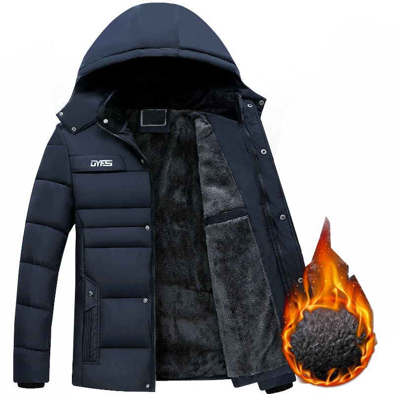Hommes Parkas manteaux hiver mâle à capuche vestes décontracté épaissir Parka manteau hommes imperméable Parkas nouvelle directe: Navy / Chinese Size L