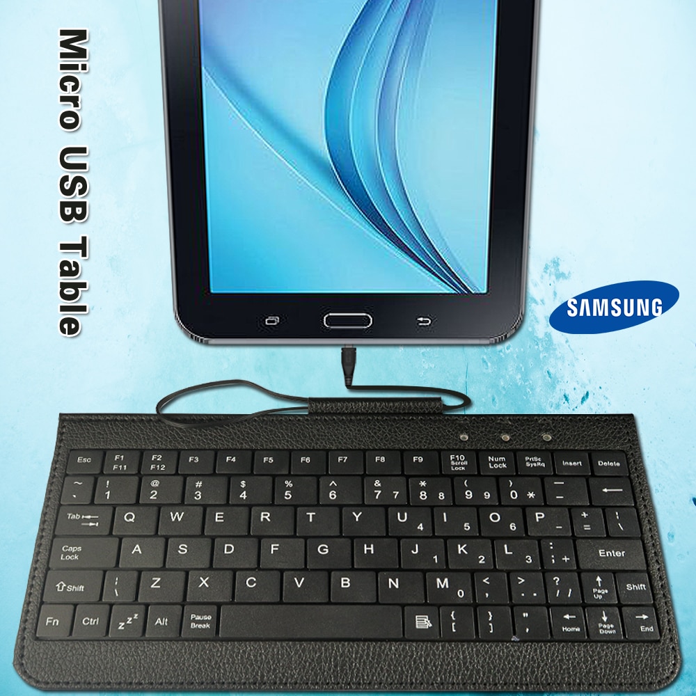 Teclado USB con cable para tableta Samsung Galaxy Note de 8,0 &quot;/Tab A Nook de 7,0&quot;/Tab E/Tab 3 8 &quot;/Tab 4/Tab A 7&quot; 8 &quot;, con cable y soporte