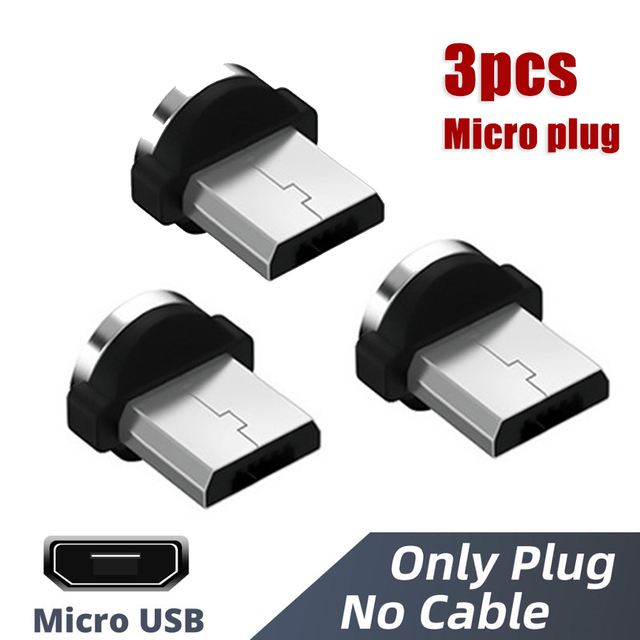 3pcs for Mobile Phone Replacement Parts Easy Operate Durable Converter 360 Degree Rotation Magnetic Tips Charging Cable Adapter: 3pcs Plug For Micro