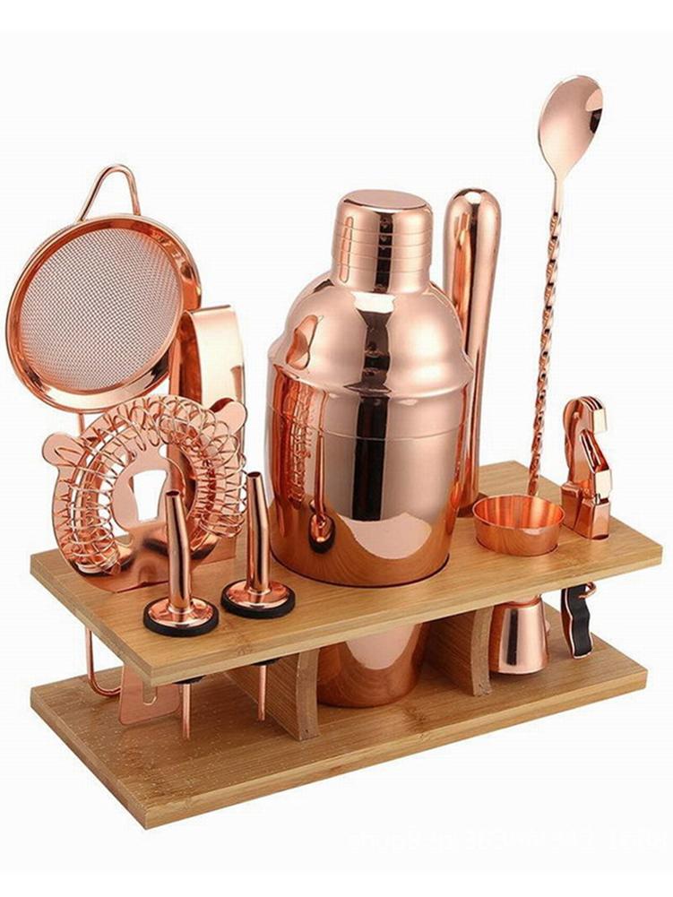11PCS Rose Gold Practical Cocktail Bar Shaker Making Set Stainless Steel Bartender Kit For Kitchen Bar Party Accessories