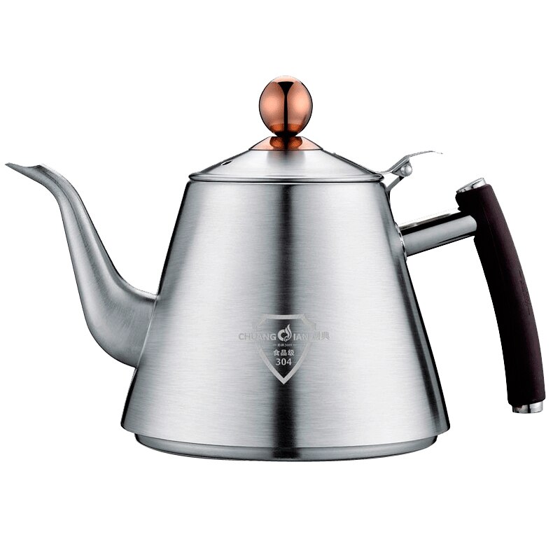 Food grade 304 stainless steel water kettle thickened electromagnetic furnace flat bottom teapot teaware tea pot