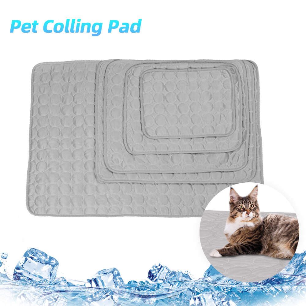 Almohadilla para mascotas alfombra refrescante para verano, camas para perros, esterillas para café, mascotas, almohadilla para hielo, fresco frío de seda, colchón térmico a prueba de humedad, cojín para cachorros