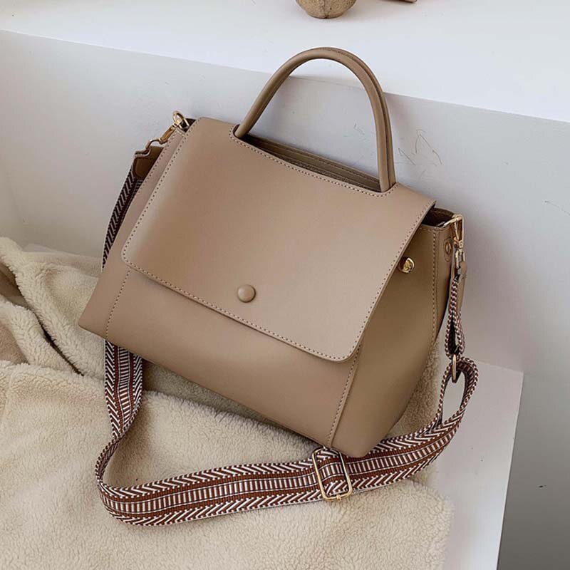 Pu leren dames handtas over de schouder messenger bag dames grote capaciteit dagelijkse casual tassen dames effen kleur crossbody tassen: Khaki