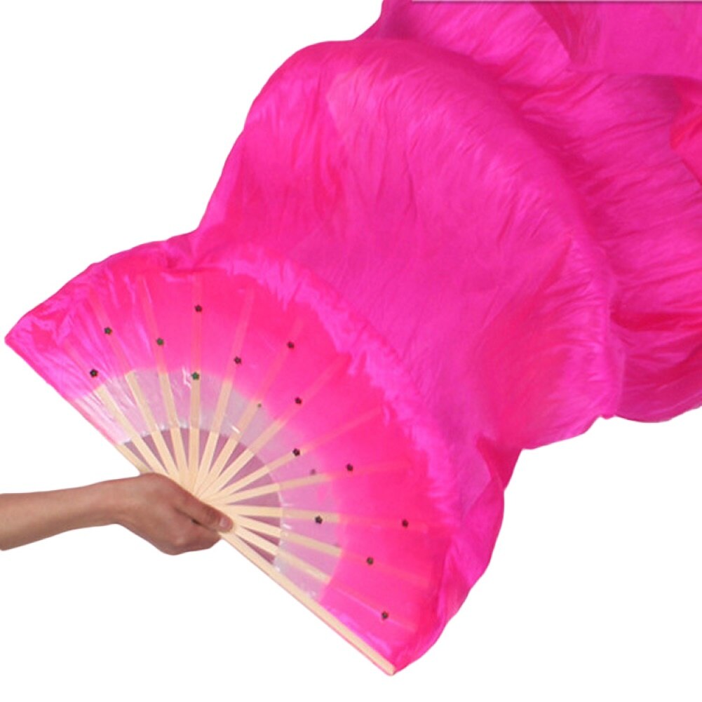 1.5m style chinois ventilateur bambou Imitation soie danse Kung Fu Tai Chi Fans scène Performance accessoires: Rose Red