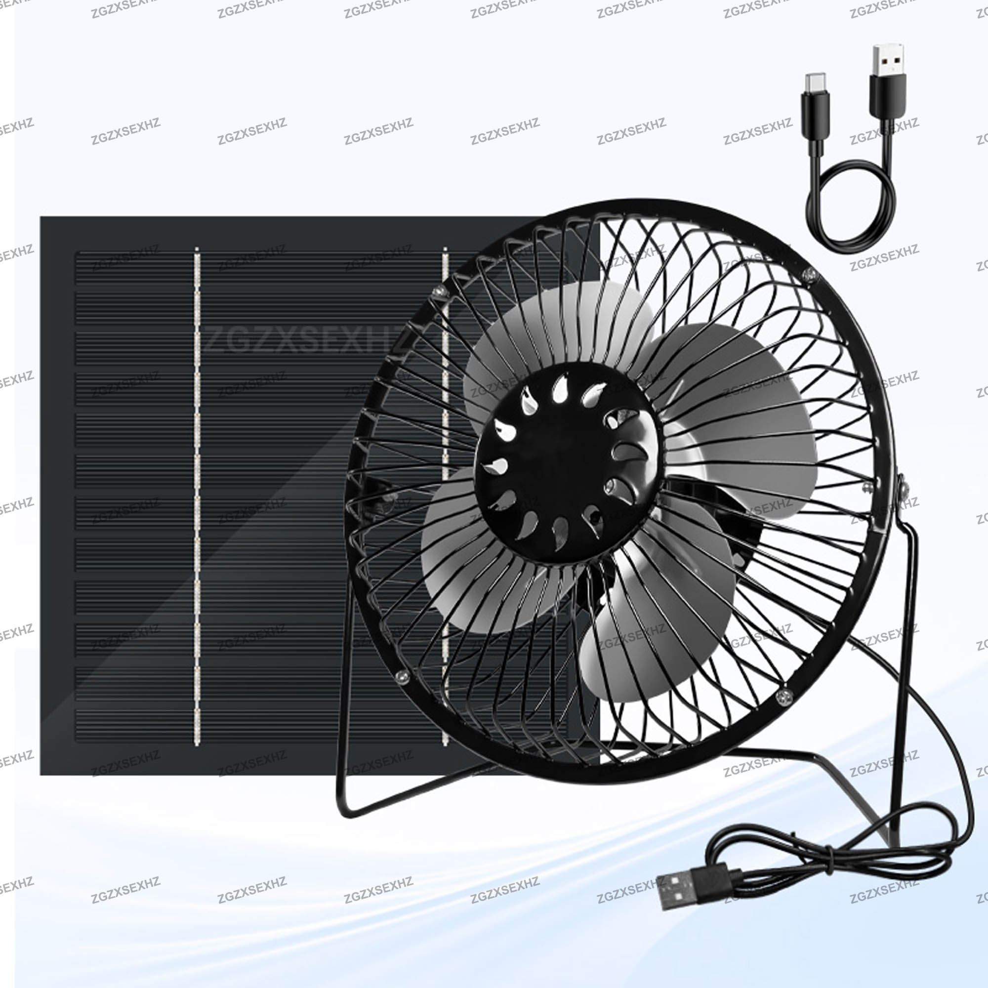 10w panele słoneczne, przenośny mini wentylator usb z ładowarką, obrotowy, cichy, silny wiatr, do użytku na zewnątrz, na kempingu, na biurku, na stole, do komputera: Kamuflaż śnieżny