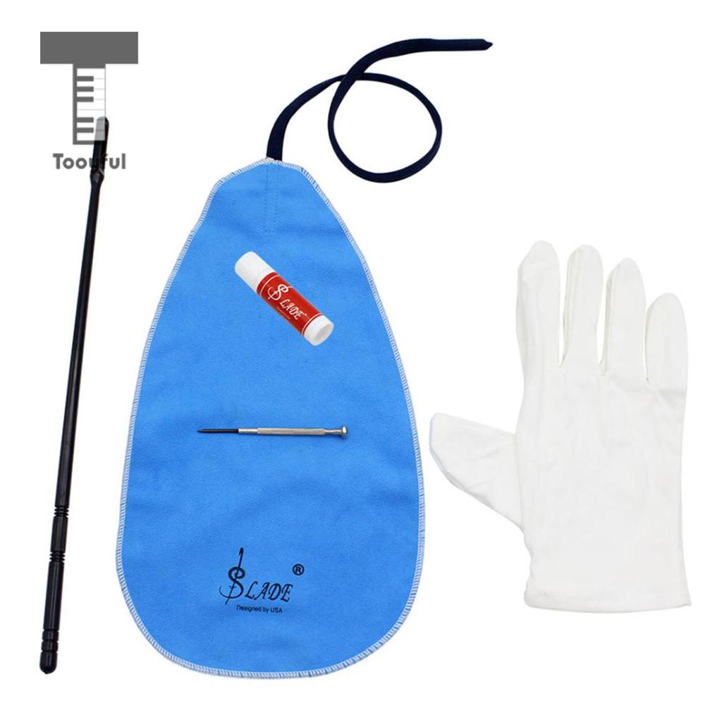 Fluit Cleaning Kit Set Schoonmaakdoekje + Stok + Kurk Vet + Schroevendraaier + Handschoenen 5 In 1