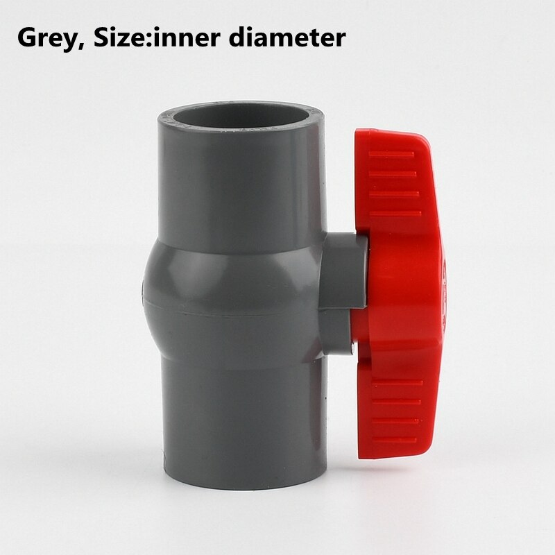 1PC 20~110mm PVC Pipe Socket Ball Valve Aquarium Fish Tank Connectors Fittings Garden Irrigation System Adapter PVC Ball Valve: Grey Inner dia / 20mm