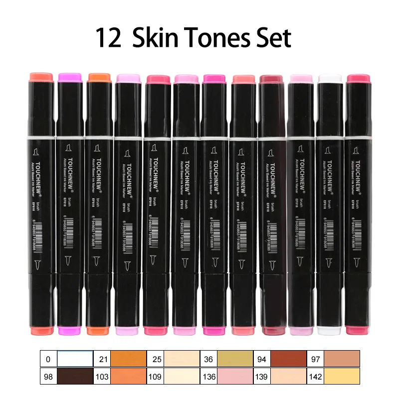 TOUCHNEW Marker 6/12/30/80/168 Farben Sanft Bürste Marker Kuli einstellen Alkoholbasierter Marker Manga Zeichenpinsel einstellen Schulkunstbedarf: Freier Raum