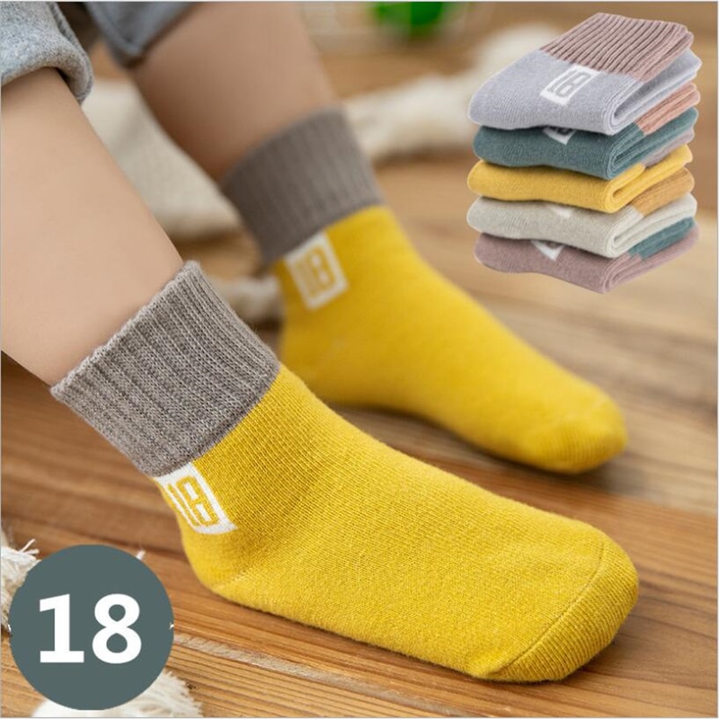 Enfants Sport chaussettes tricoté coton bébé garçons chaussettes pour enfant en bas âge enfants Tube chaussettes pour filles enfants école chaussettes 5 paires/ensemble