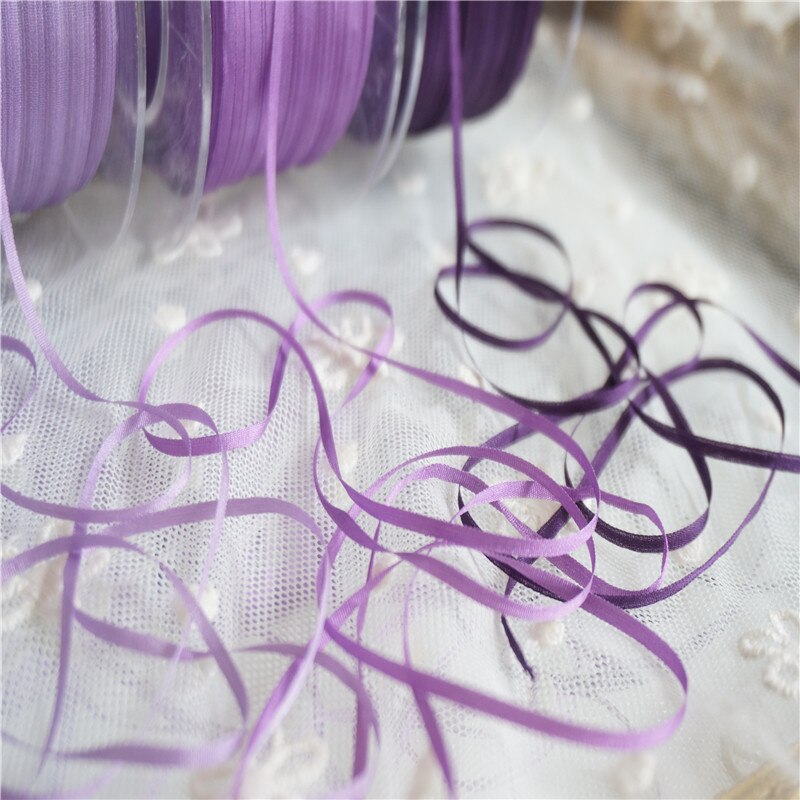 Ruban broderie en soie pure ins style | 2mm, couleur unie, 100% taffetas fin, ruban en soie de , artisanat de ruban Anya