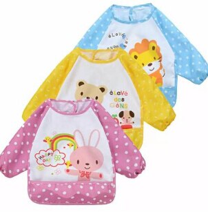 1pc mignon bébé bavoirs imperméable à manches longues tablier enfants alimentation Smock bavoir Burp chiffons vêtements doux manger enfant en bas âge vêtements