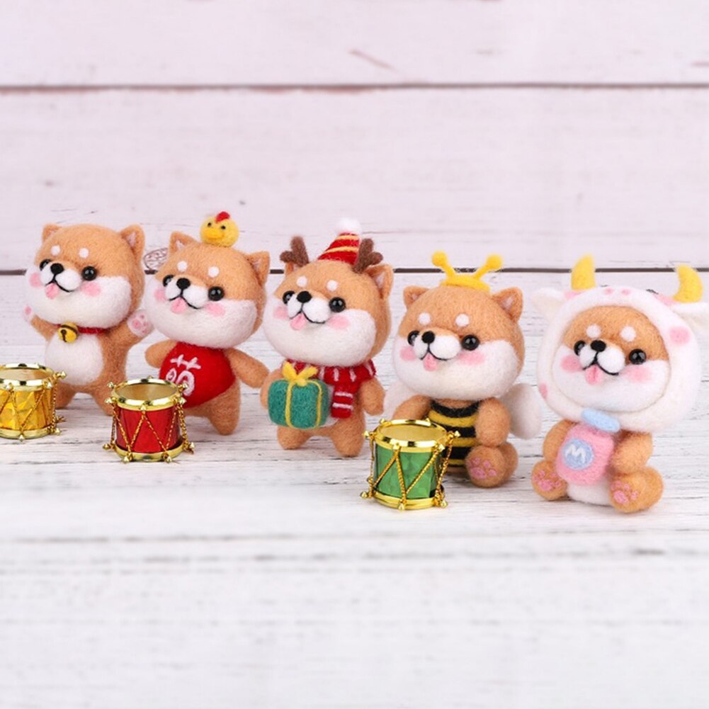 Dog Doll Wool Felt Craft Toy DIY Poked Kit for Needle Material Non Finished